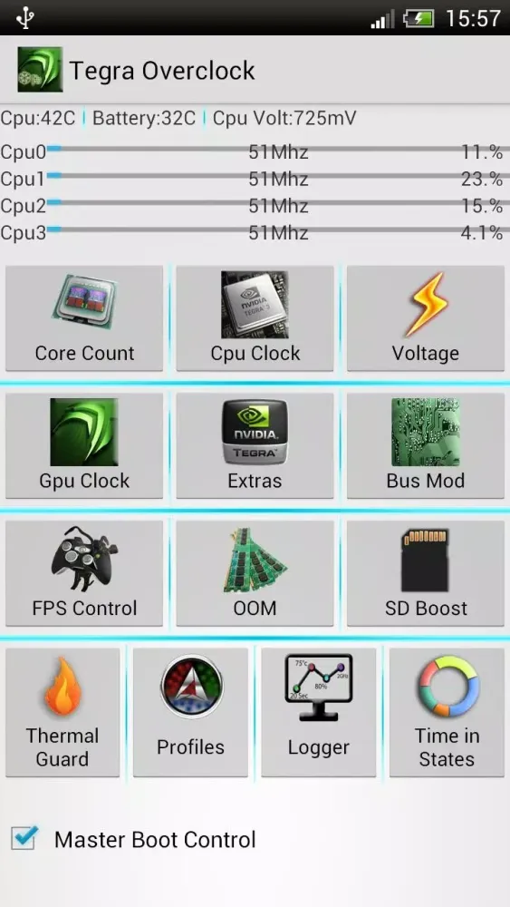 Tegra Overclock سکرین شاٹس