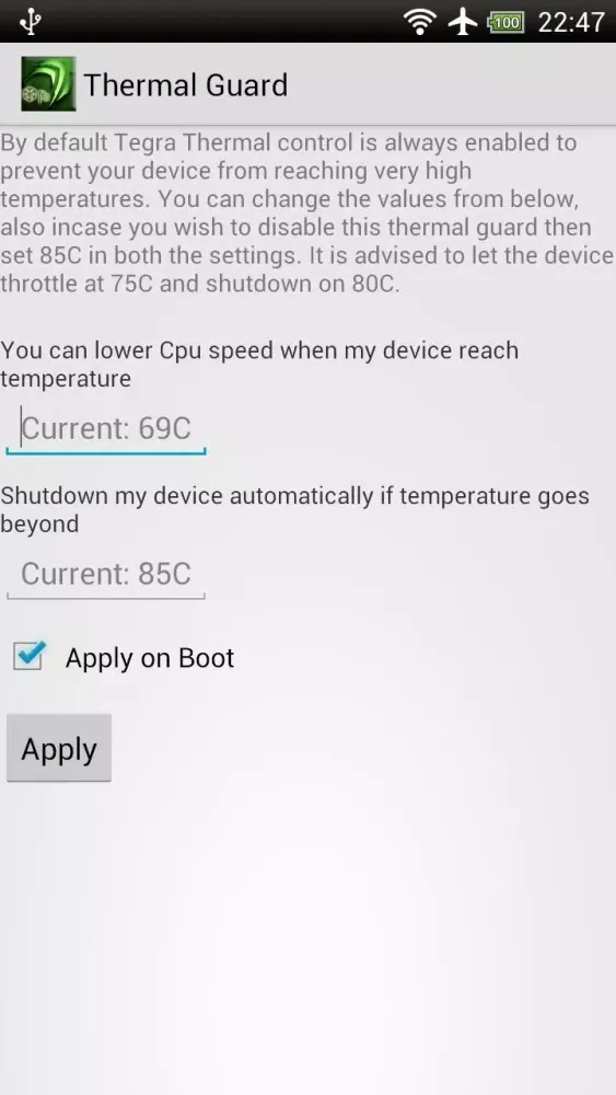 Tegra Overclock سکرین شاٹس