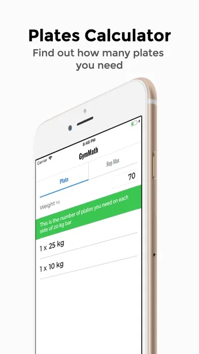 GymMath - Plates & 1RM Calc Screenshots