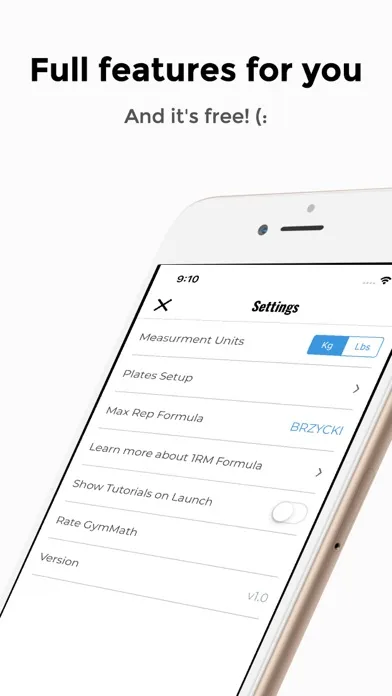 GymMath - Plates & 1RM Calc Screenshots