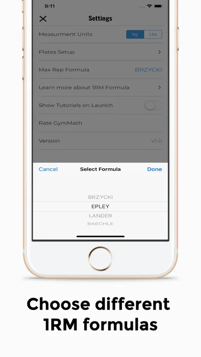 GymMath - Plates & 1RM Calc Screenshots