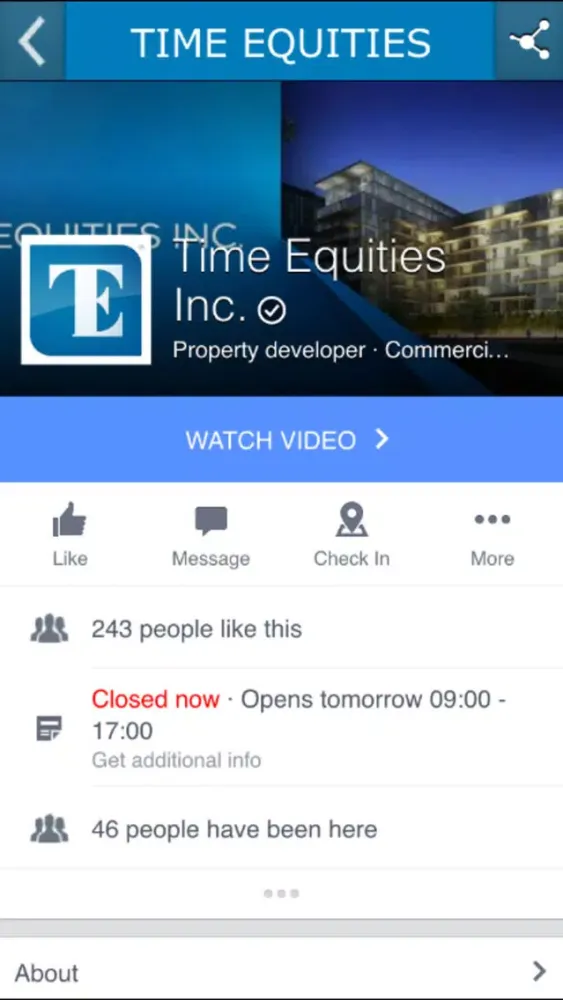 Ảnh chụp màn hình của Time Equities Inc.