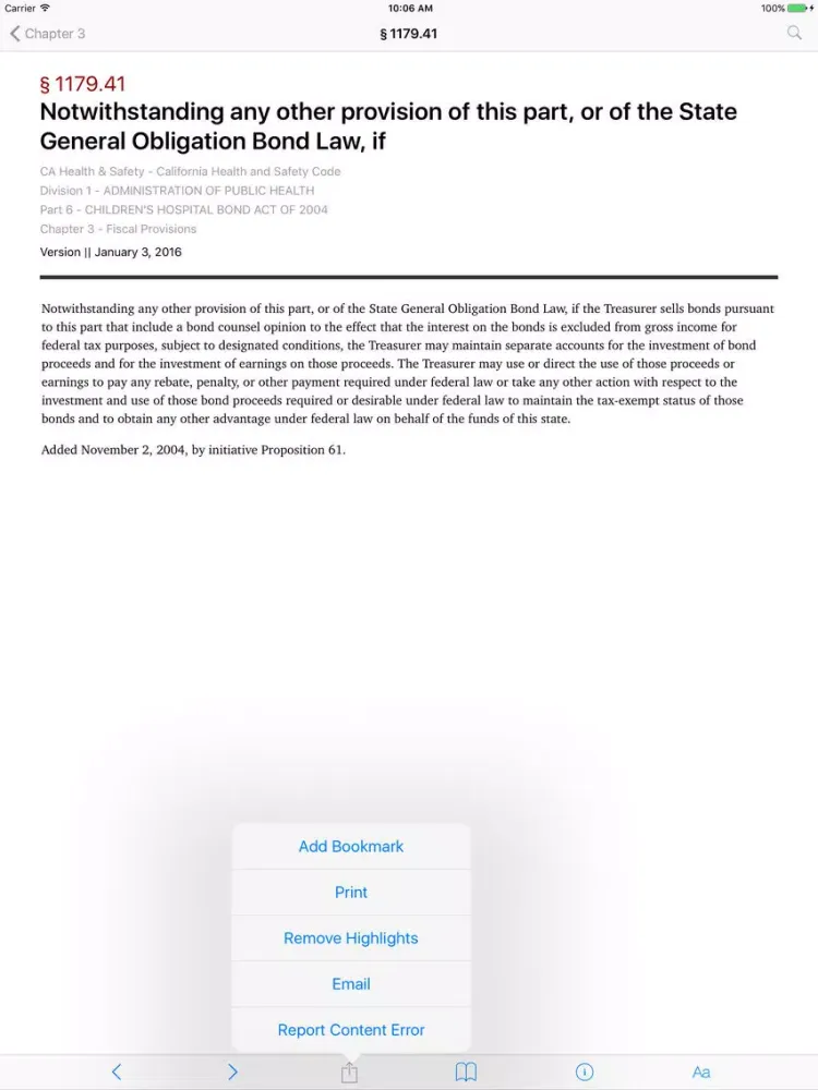 California Health and Safety iPad  سکرین شاٹس