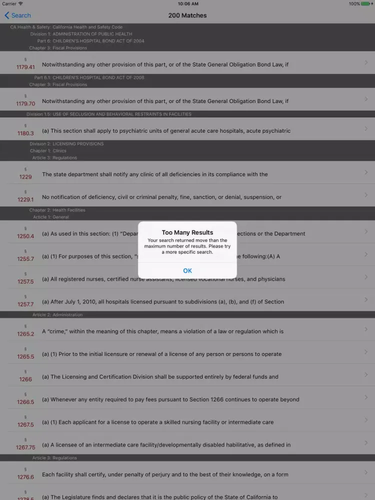 California Health and Safety iPad  سکرین شاٹس