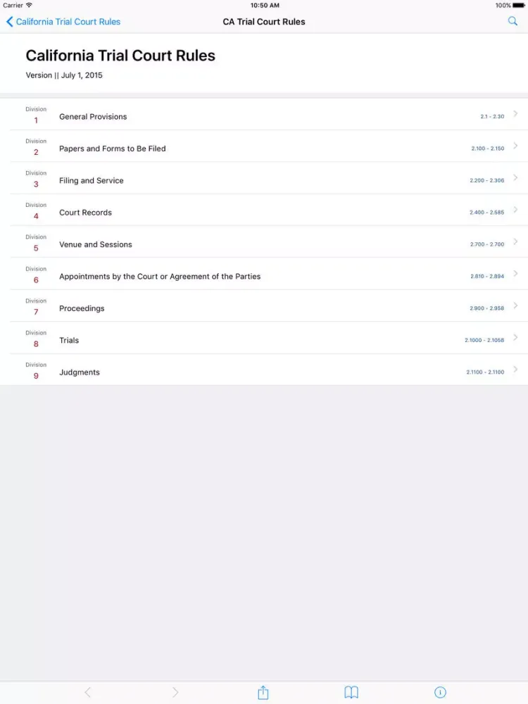 California Trial Court Rules (LawStack CA Series) iPad  स्क्रीनशॉट
