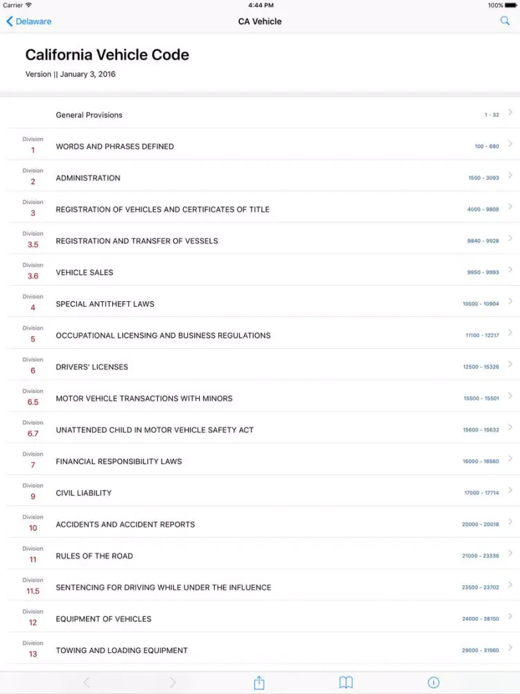 California Vehicle Code (LawStack Series) iPad 应用截图
