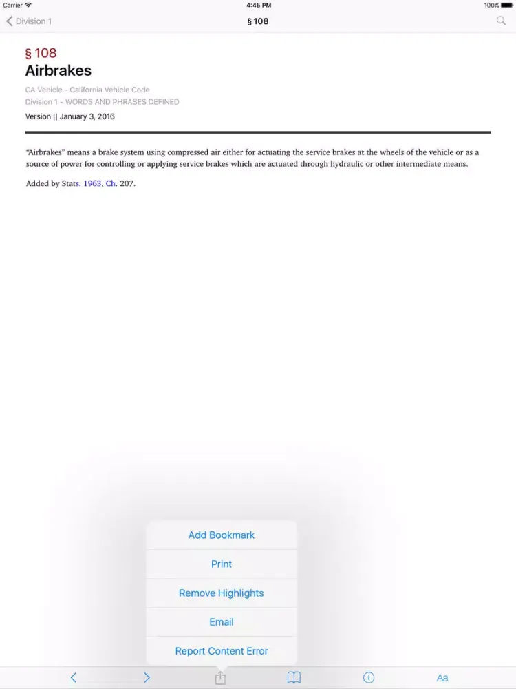 California Vehicle Code (LawStack Series) iPad 应用截图