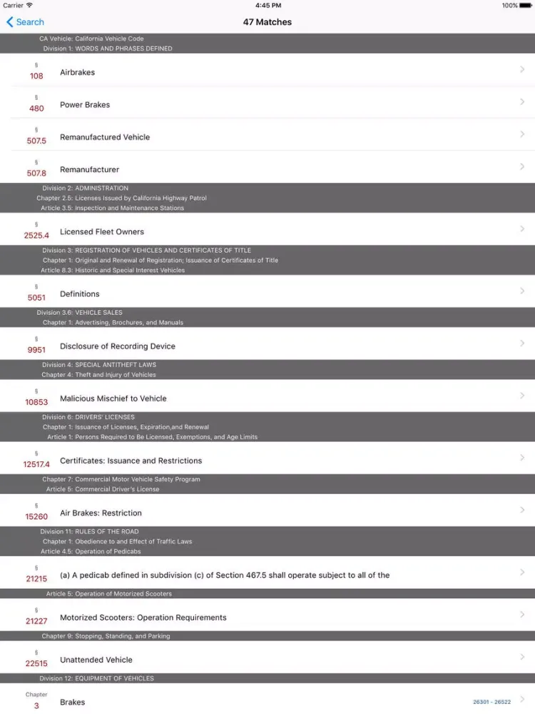 California Vehicle Code (LawStack Series) iPad 应用截图