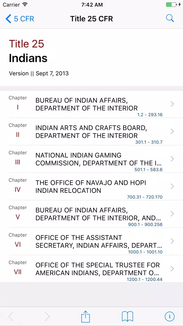 Captures d'écran de 25 CFR - Indians (LawStack Series)