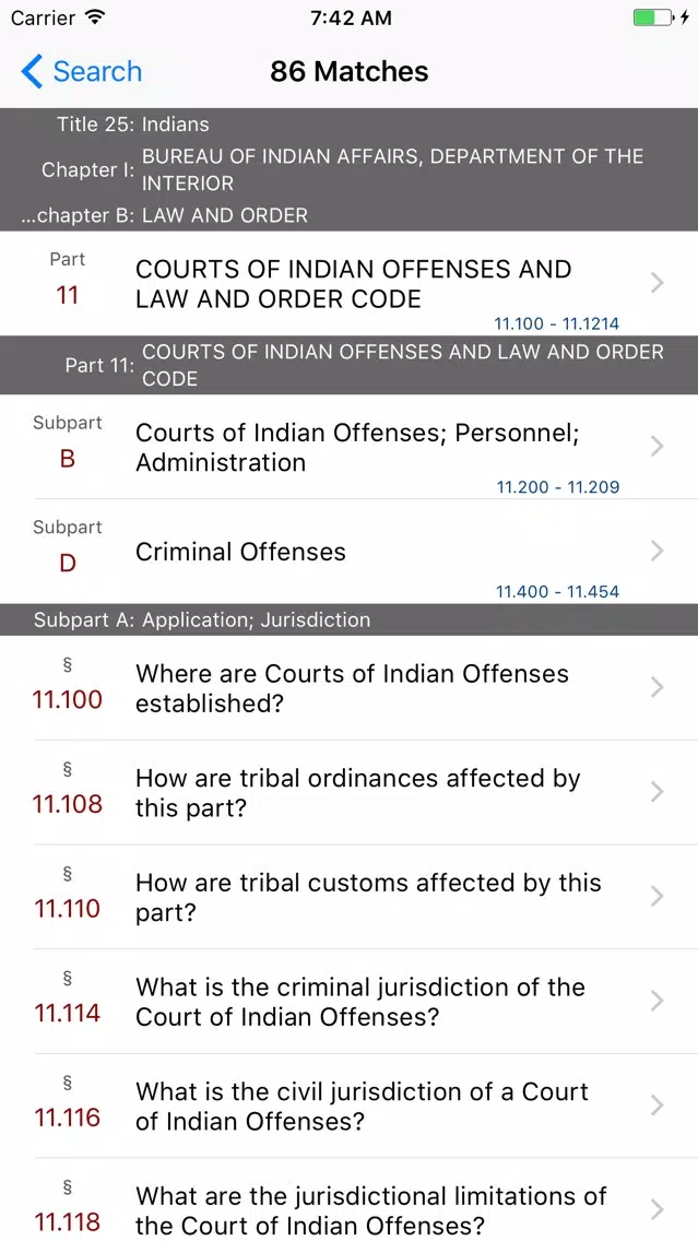 Captures d'écran de 25 CFR - Indians (LawStack Series)