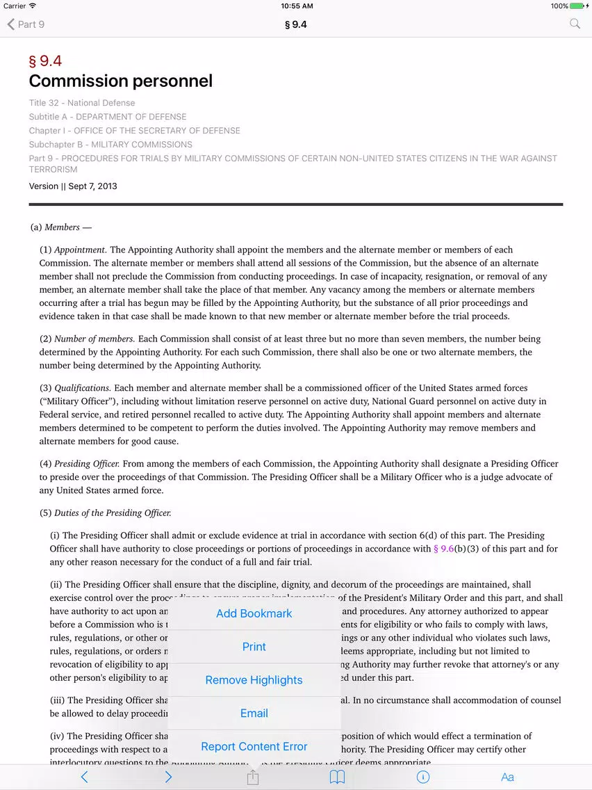 Screenshot di 32 CFR - National Defense iPad 
