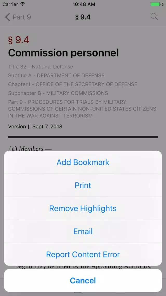 Screenshot di 32 CFR - National Defense