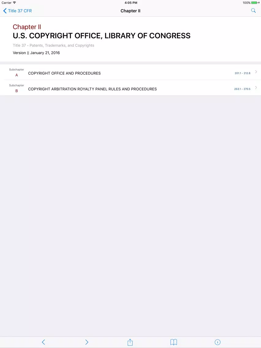 37 CFR - Patents, Trademarks, and Copyrights (Law) iPad 应用截图