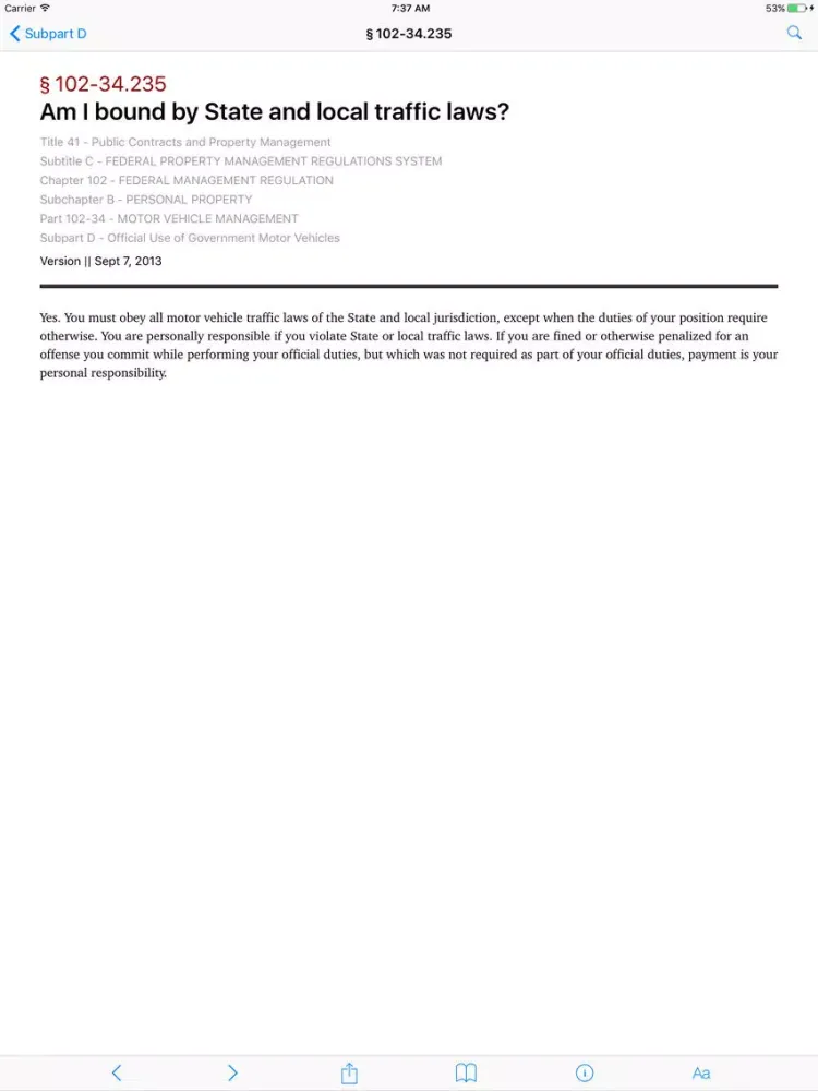 41 CFR - Public Contracts and Property Management iPad  스크린샷