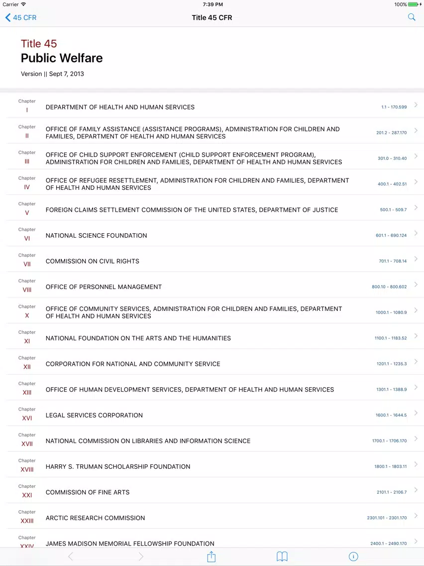 45 CFR - Public Welfare (LawStack Series) iPad  Screenshots