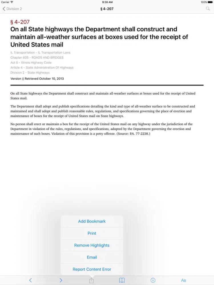 Illinois Transportation Law (LawStack Series) iPad 应用截图