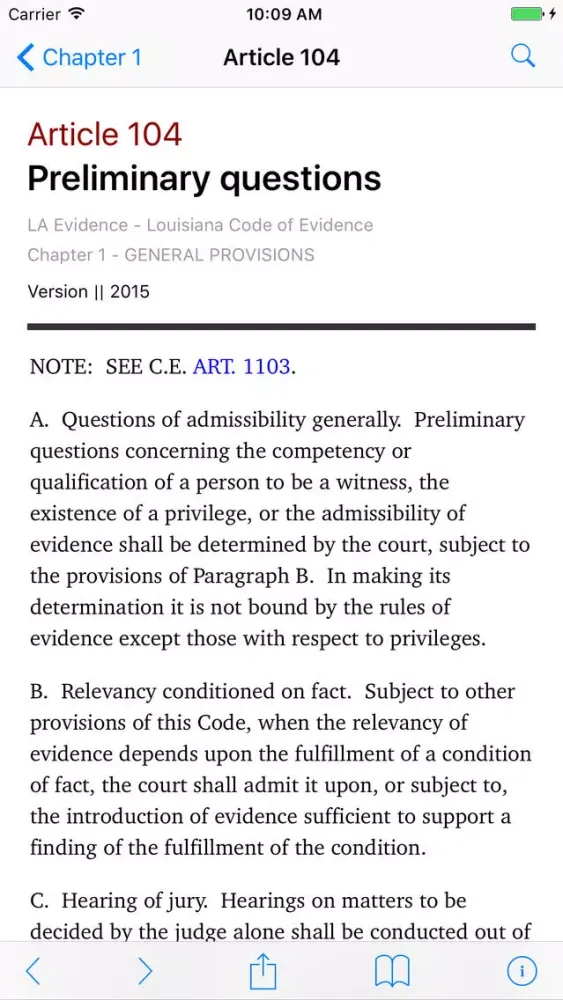 Capturas de pantalla de Louisiana Code of Evidence LS