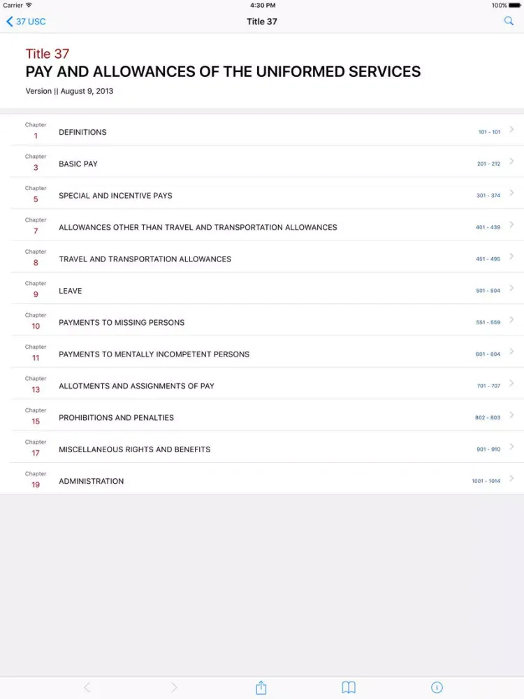37 USC - Pay and Allowances (LawStack Series) iPad  Screenshots