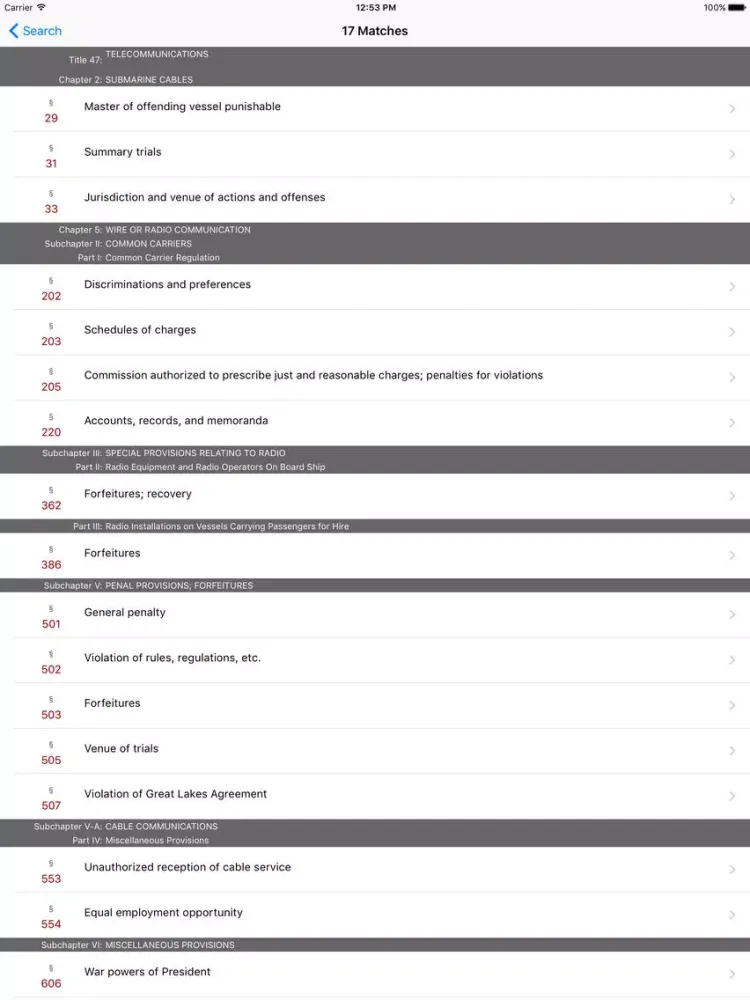 47 USC - Telecommunications (LawStack Series) iPad 應用截圖