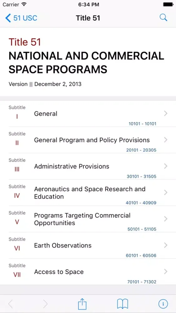 Captures d'écran de 51 USC - Nat'l and Comm. Space (LawStack Series)