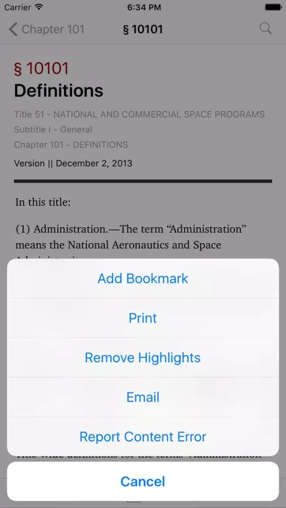 Captures d'écran de 51 USC - Nat'l and Comm. Space (LawStack Series)