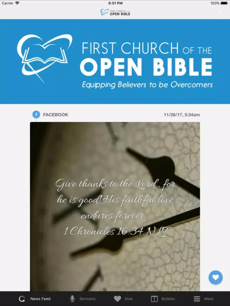 First Church of the Open Bible iPad 应用截图