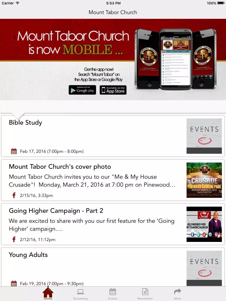 Mount Tabor Church iPad  Ekran Görüntüleri