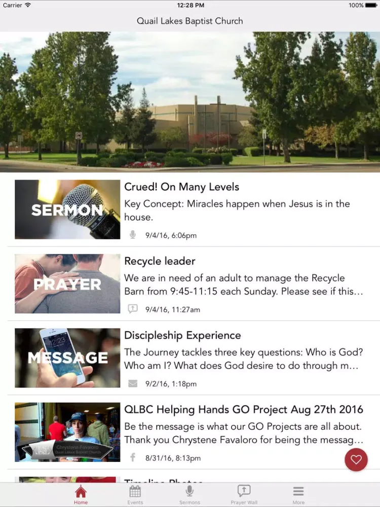 Capturas de tela do Quail Lakes Baptist Church iPad 
