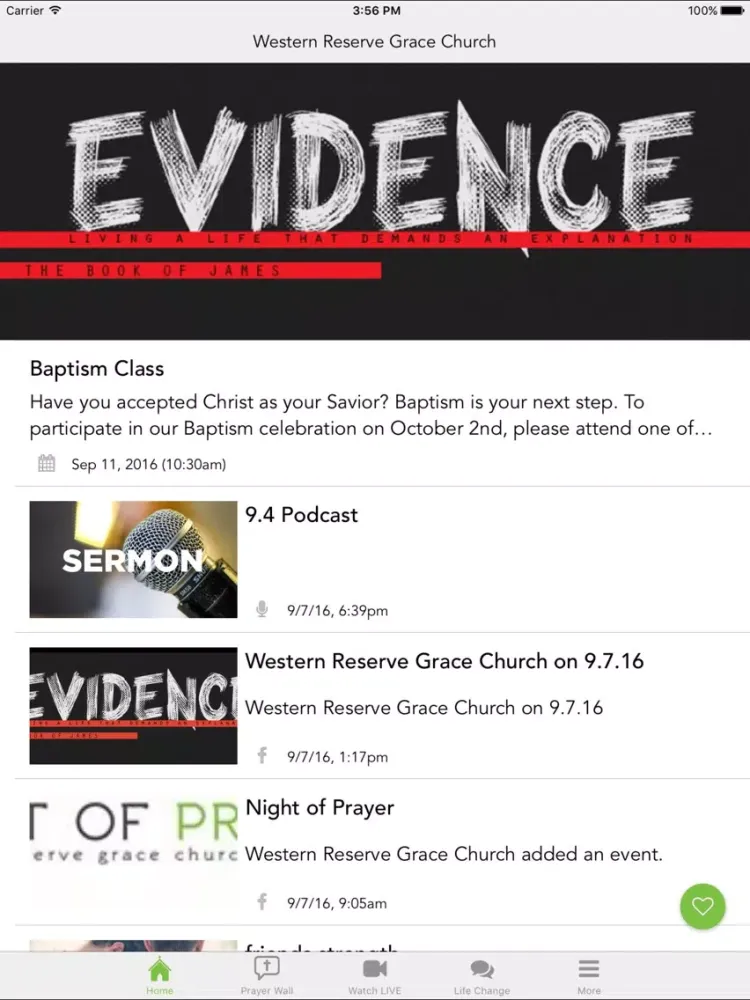 Tangkapan layar Western Reserve Grace Church iPad 
