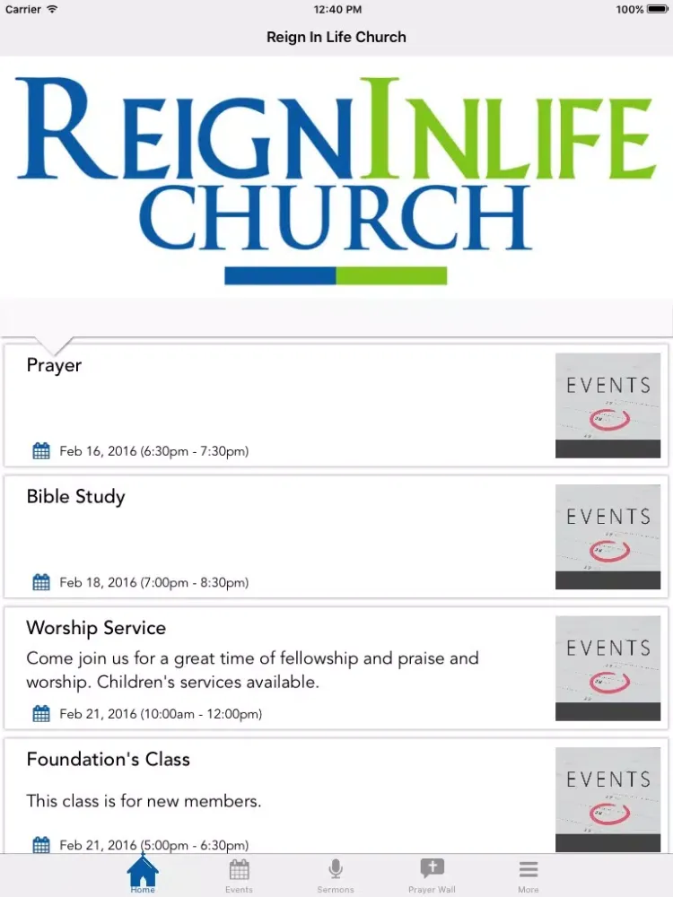 ภาพหน้าจอของ Reign In Life Church iPad 