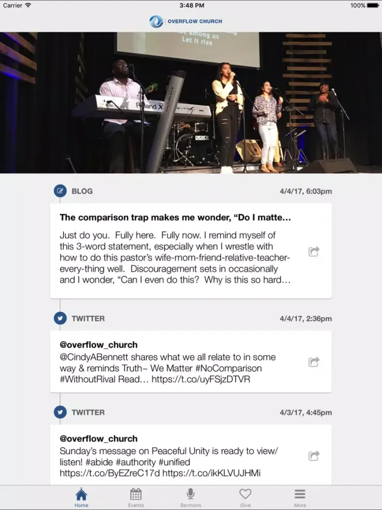 Overflow Church App iPad  스크린샷