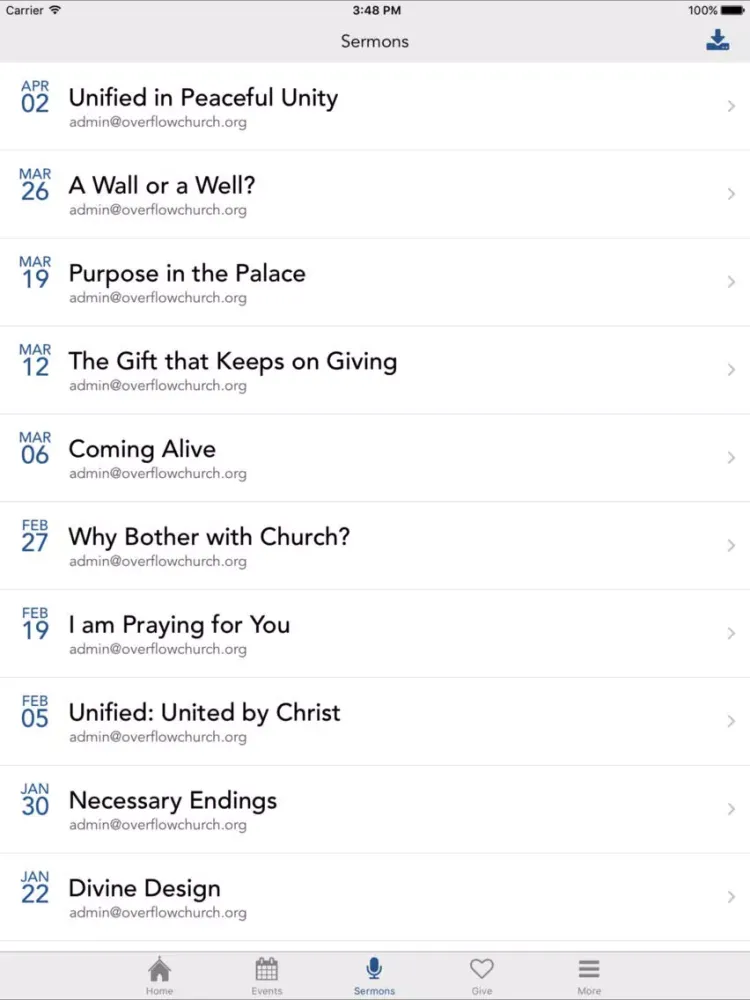 Overflow Church App iPad  스크린샷