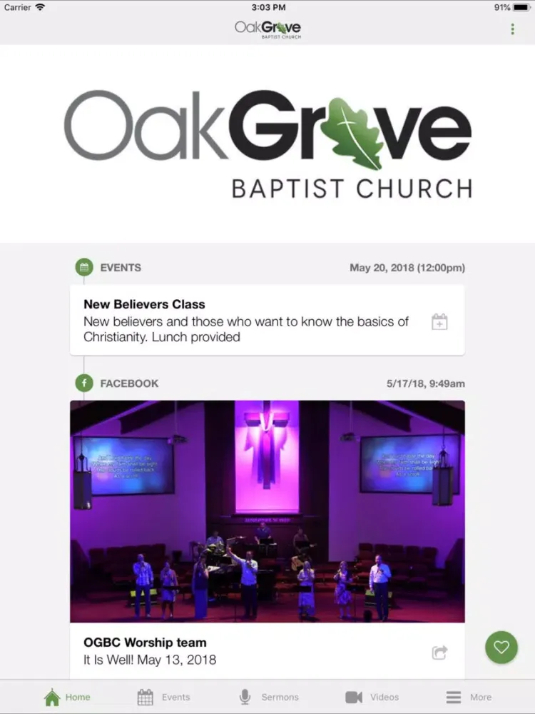 Oak Grove Baptist Church App iPad 应用截图