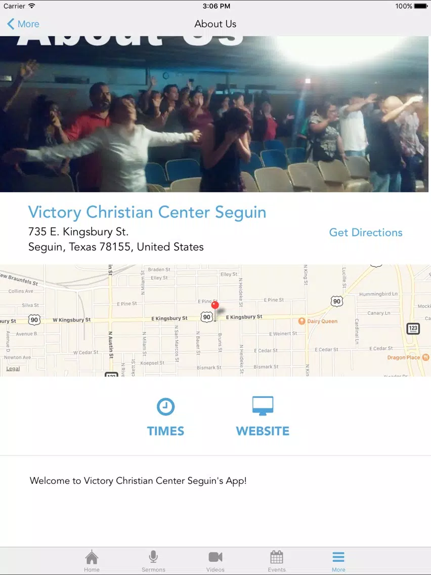 Tangkapan layar Victory Christian Center Seguin iPad 