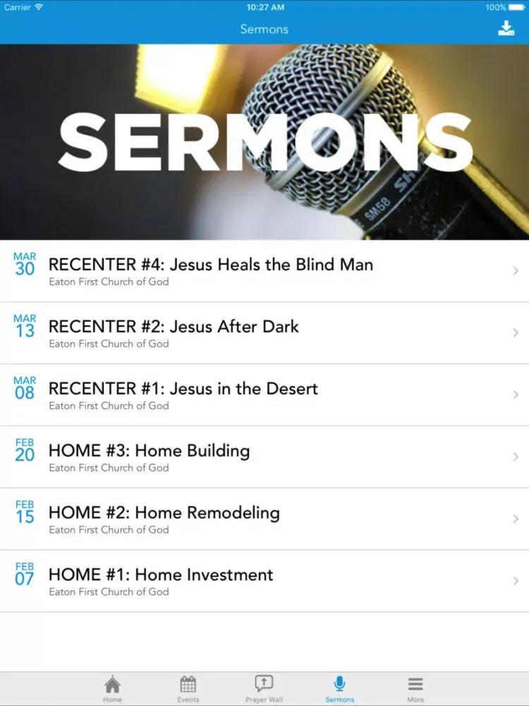 Tangkapan skrin Eaton First Church of God iPad 
