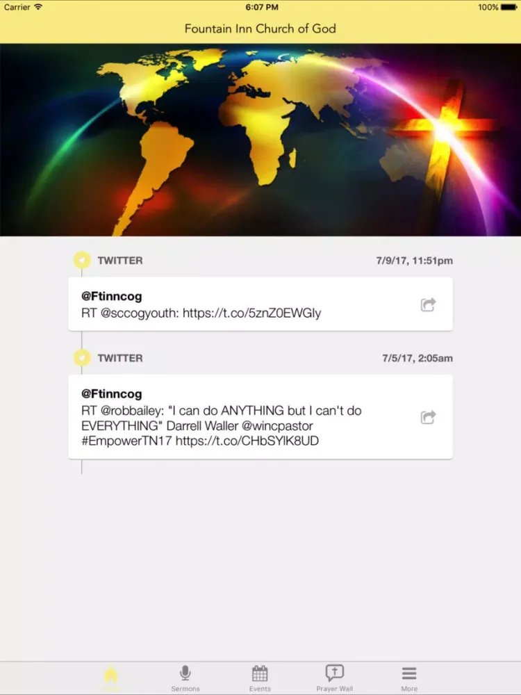 Capturas de tela do Fountain Inn Church of God iPad 