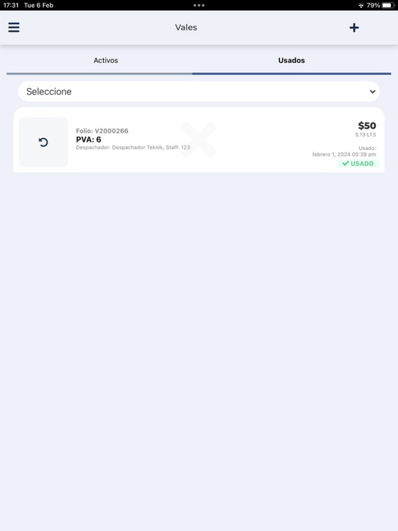 Tangkapan skrin Gas Sabinas Clientes iPad 