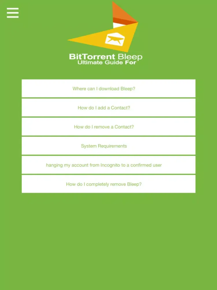 Ultimate Guide For BitTorrent Bleep iPad  Screenshots