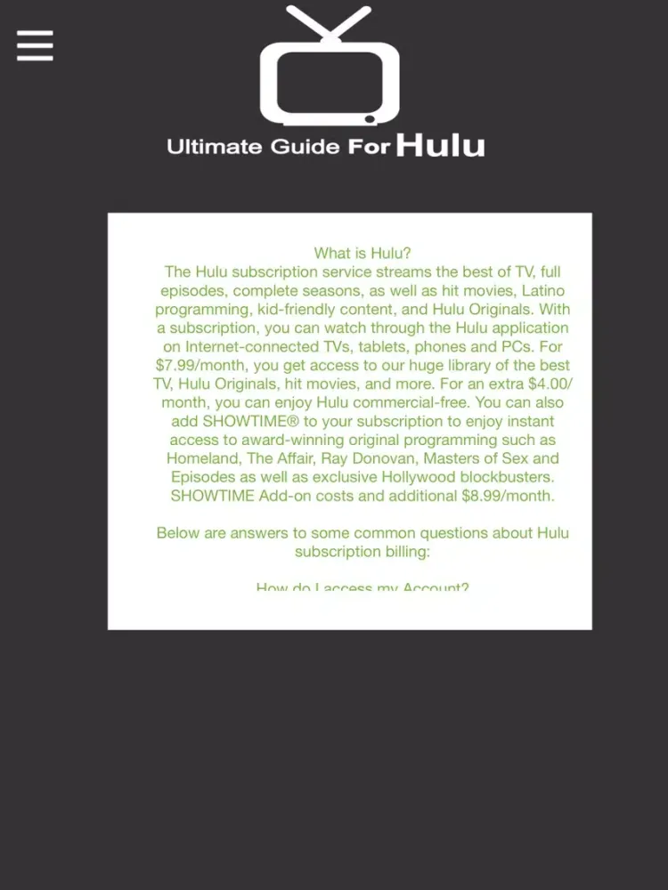 Ultimate Guide For Hulu: Watch the latest TV Shows iPad  Screenshots