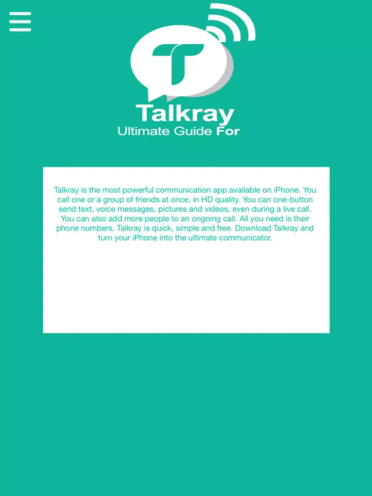 Capturas de pantalla de Ultimate Guide For Talkray - Free Call and Texts iPad 