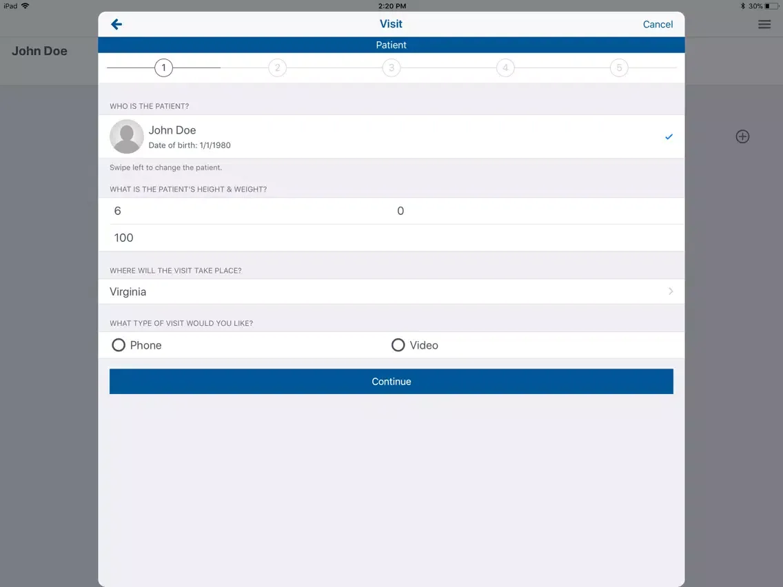 Zrzuty ekranu VHS CareNow iPad 