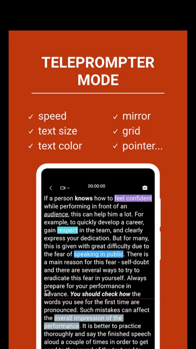 Zrzuty ekranu Teleprompter for Videos Script