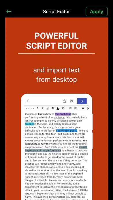 Zrzuty ekranu Teleprompter for Videos Script