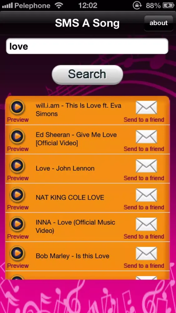 SMS A Song - IntCall Ekran Görüntüleri