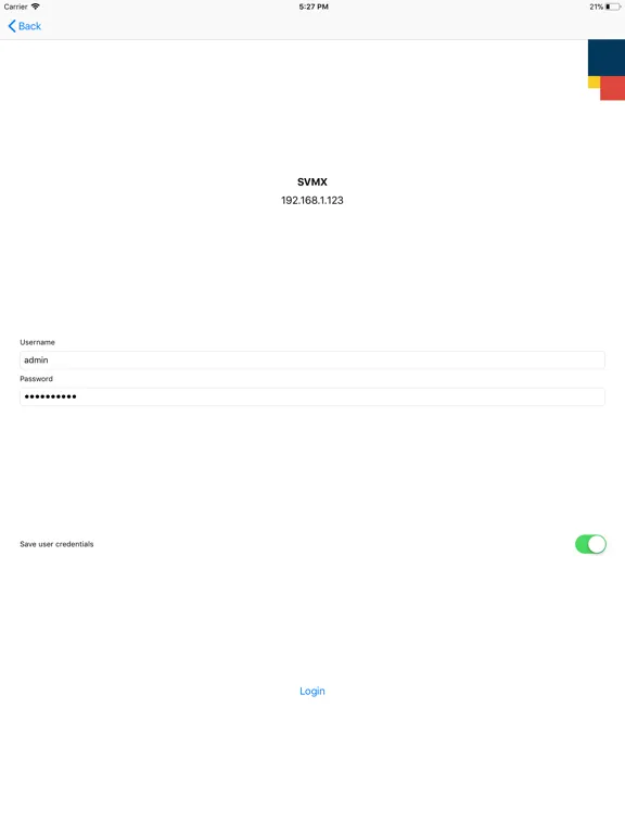 Tangkapan skrin S-VMX Client Mobile iPad 