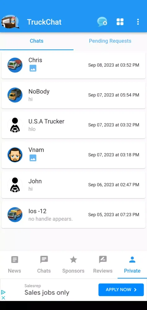 Capturas de tela do Truckers Chat 2