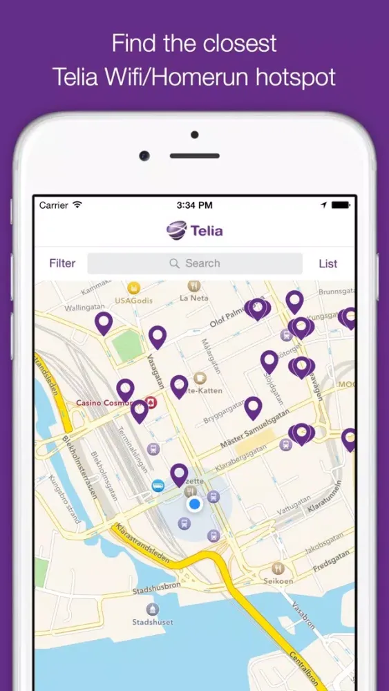 Tangkapan layar Telia Wifi