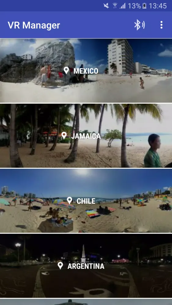 Capturas de tela do VR Manager