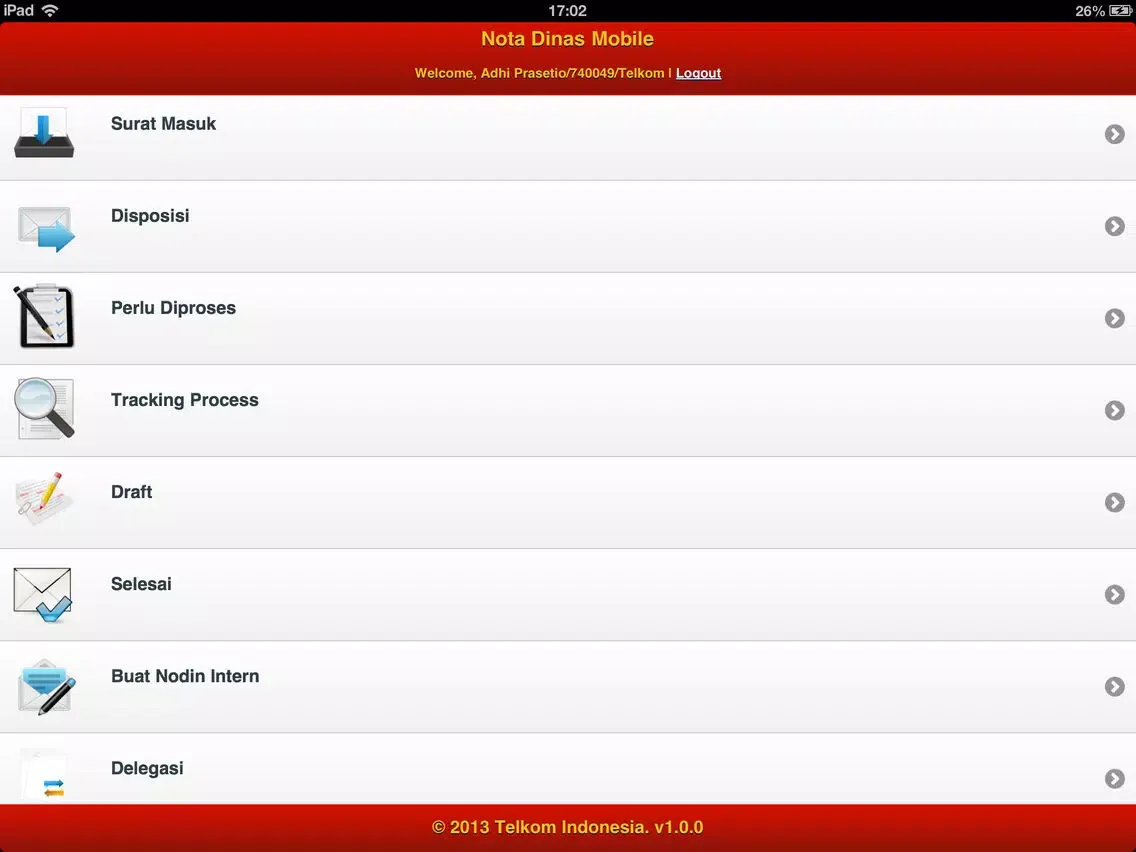 NotaDinas Mobile Telkom iPad  سکرین شاٹس