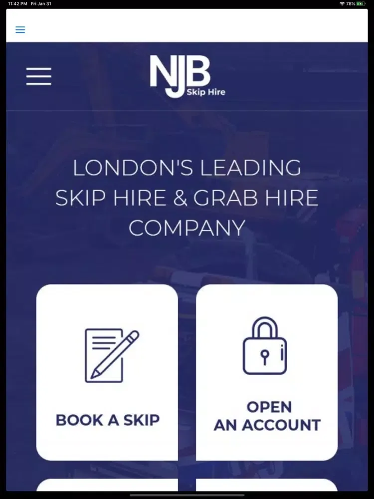 Ảnh chụp màn hình của NJB Skip Hire iPad 